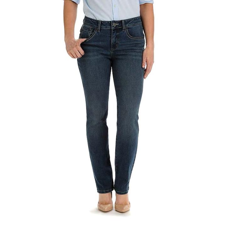 Women's Lee Perfect Fit Straight-leg Jeans, Size: 12 Avg/reg, Dark Blue