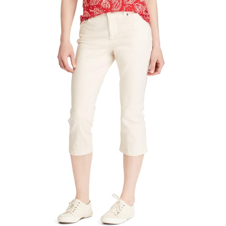 Women's Chaps Twill Capri Pants, Size: 6, Natural