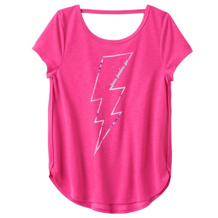 Girls 7-16 & Plus Size So&reg; Short Sleeve Bar Back Tee, Girl's, Size: 12 1/2, Pink