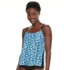 Women's Croft & Barrow&reg; Printed Crochet Tankini Top, Size: 12, Med Blue