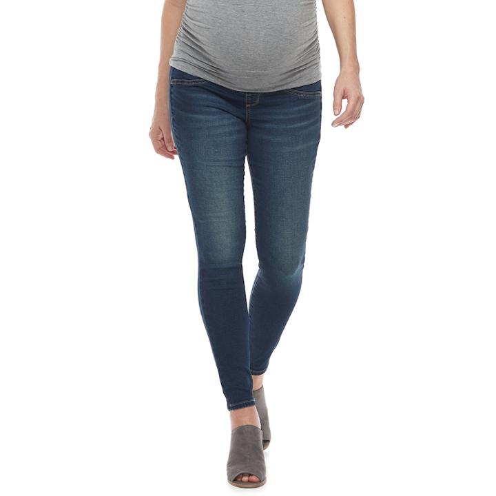 Maternity A:glow Inset Elastic Underbelly Panel Jeggings, Women's, Size: 2-mat, Med Blue