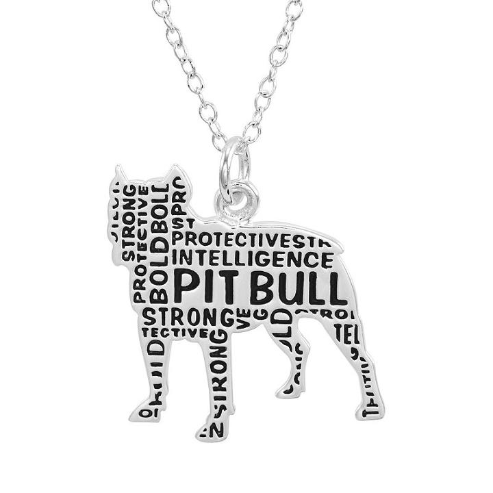 Silver Plated Pit Bull Pendant Necklace, Women's, Size: 17, Grey