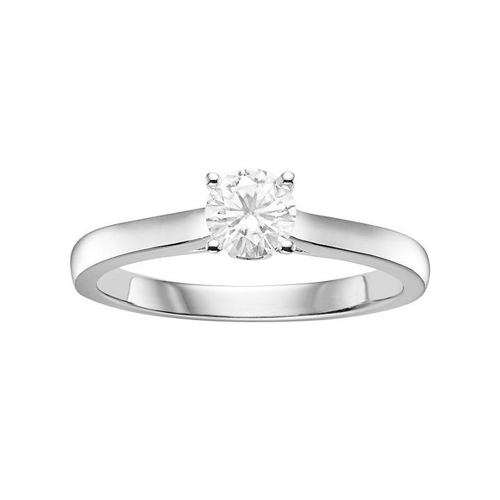 Forever Brilliant 14k White Gold 1/2 Carat T.w. Lab-created Moissanite Solitaire Engagement Ring, Women's, Size: 7