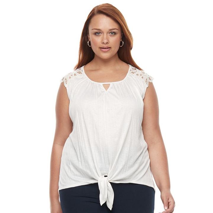 Plus Size French Laundry Crochet Hi-low Sleeveless Top, Women's, Size: 3xl, White Oth