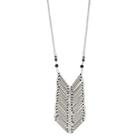 Black Beaded Ladder Necklace, Women's, Silver