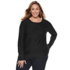 Plus Size Croft & Barrow&reg; Curved Hem Sweater, Women's, Size: 2xl, Black