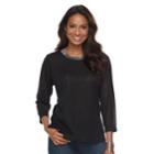 Women's Cathy Daniels Embroidered Linen Top, Size: Large, Black