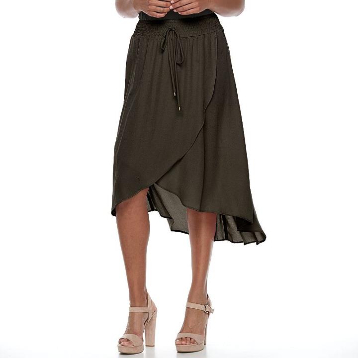 Women's Apt. 9&reg; Tulip Faux-wrap Skirt, Size: Xxl, Green Oth