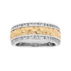 Two Tone 14k Gold 1/3 Carat T.w. Diamond Hammered Wedding Ring, Women's, Size: 7.50, Yellow