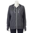 Juniors' Plus Size So&reg; Solid Zip-up Hoodie, Teens, Size: 2xl, Black