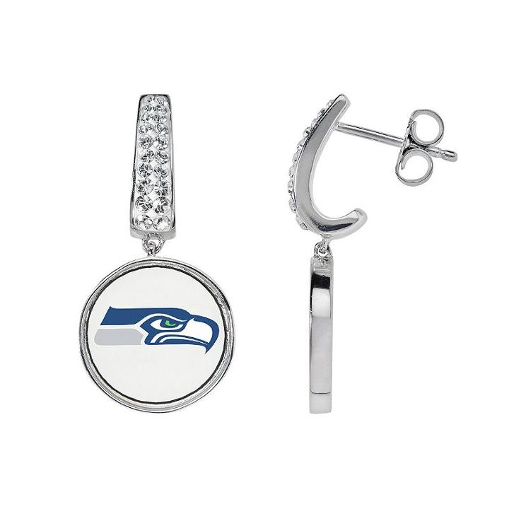 Seattle Seahawks Team Logo Drop Earrings, Women's, White