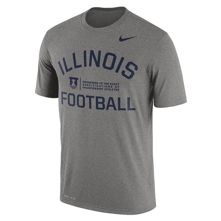 Men's Nike Illinois Fighting Illini Dri-fit Legend Lift Tee, Size: Medium, Med Grey