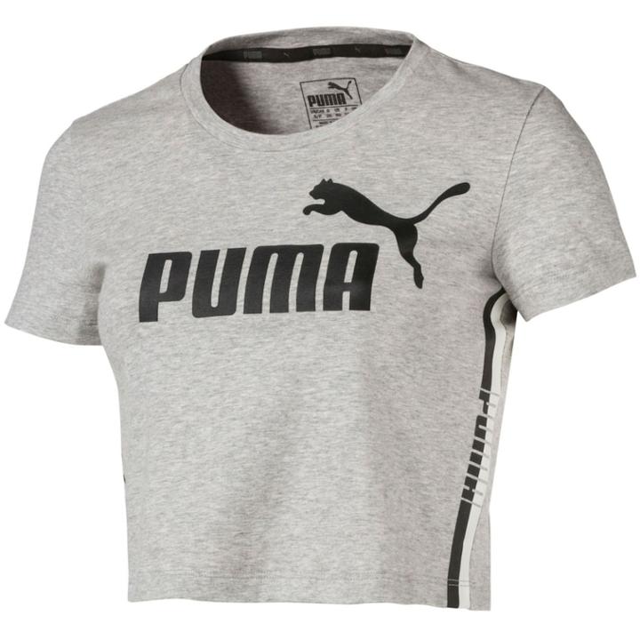 Women's Puma Cropped Graphic Tee, Size: Large, Grey