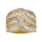 14k Gold Over Silver 1-ct. T.w. Diamond Wave Ring, Women's, Size: 7, White