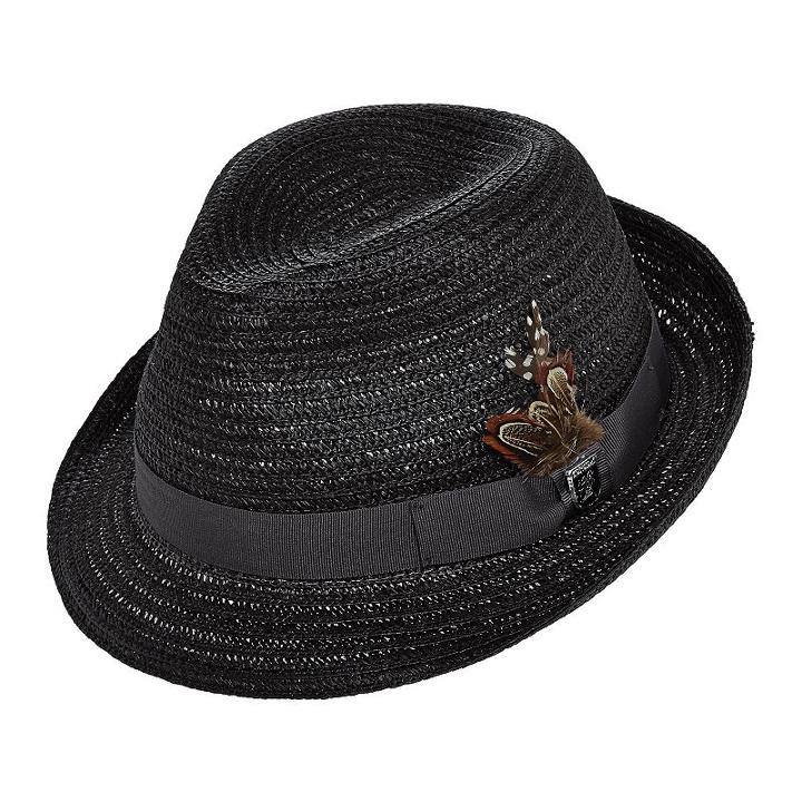Men's Stacy Adams Paper Braided Fedora, Size: Xl, Black