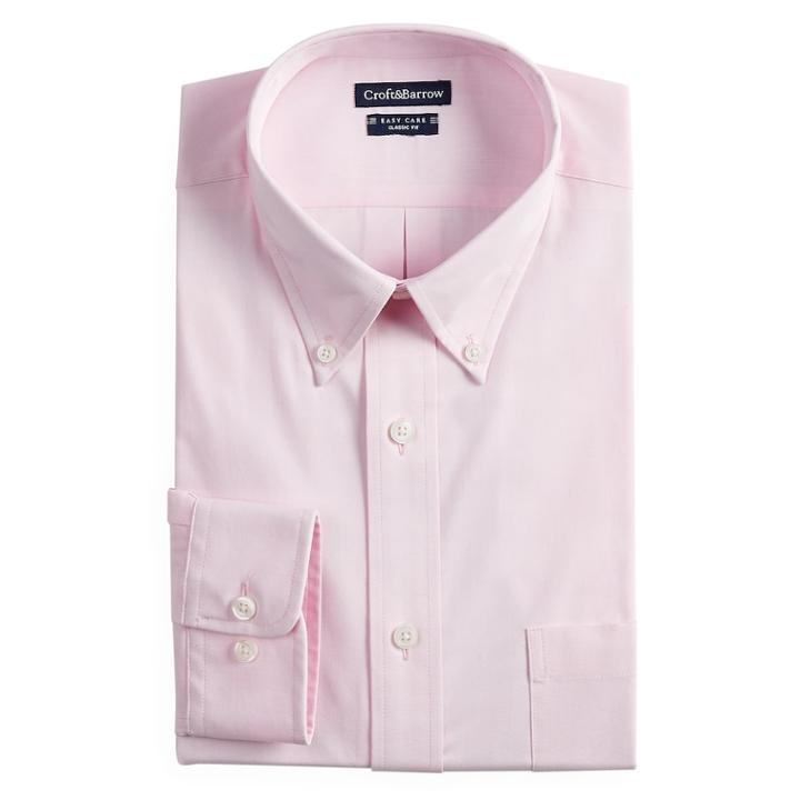 Men's Croft & Barrow&reg; Classic-fit Easy Care Button-down Collar Dress Shirt, Size: 15.5-32/33, Pink