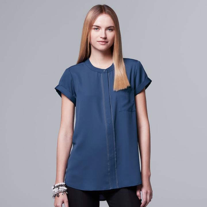 Women's Simply Vera Vera Wang Essential Popover Top, Size: Xs, Blue