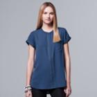 Women's Simply Vera Vera Wang Essential Popover Top, Size: Xs, Blue