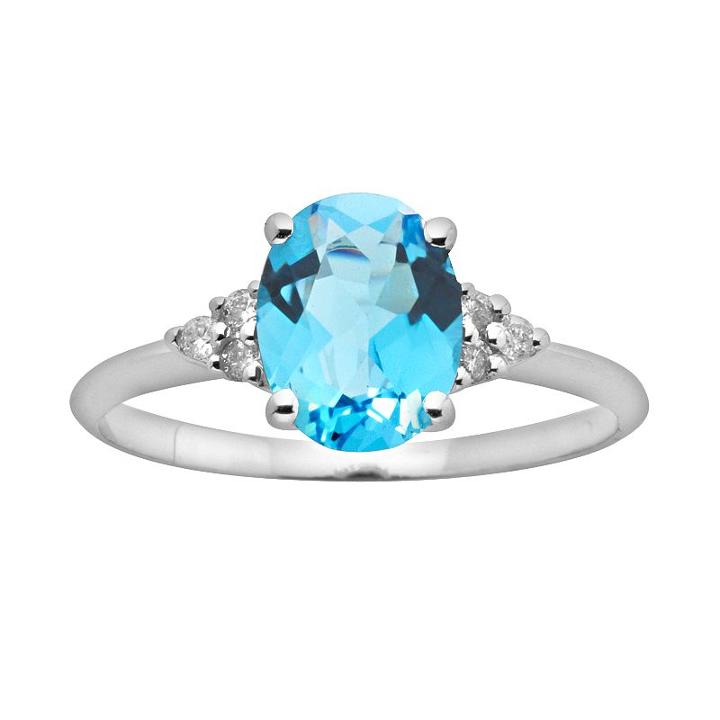10k White Gold Blue Topaz And Diamond Accent Ring, Women's, Size: 9
