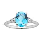 10k White Gold Blue Topaz And Diamond Accent Ring, Women's, Size: 9