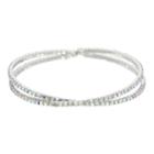 Simulated Crystal Crisscross Cuff Bracelet, Women's, Silver