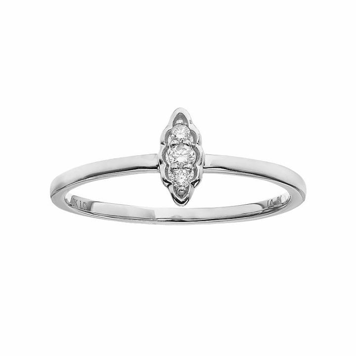 Lc Lauren Conrad 10k Gold Diamond Accent Leaf Ring, Women's, Size: 7, White