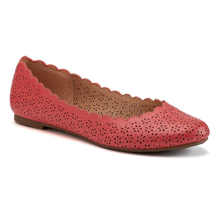 Lc Lauren Conrad Women's Scalloped Ballet Flats, Size: 6, Dark Pink