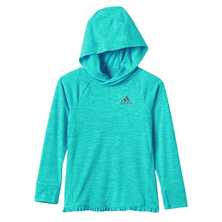 Girls 4-6x Adidas Faux-wrap Back Hooded Top, Girl's, Size: 6, Turquoise/blue (turq/aqua)