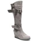 2 Lips Too Norma Women's Knee High Wedge Boots, Size: Medium (10), Grey