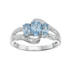 Sterling Silver Blue & White Topaz 3-stone Bypass Ring, Women's, Size: 9