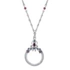 1928 Simulated Crystal & Bead Circle Pendant Necklace, Women's, Size: 30, Blue