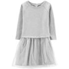 Girls 4-12 Carter's French Terry Tulle Dress, Size: 6-6x, Grey