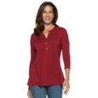 Women's Croft & Barrow&reg; Pleated Henley Top, Size: Xl, Dark Red