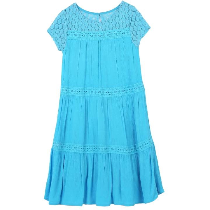 Girls 7-16 Speechless Tiered Lace Trim Dress, Size: 8, Turquoise/blue (turq/aqua)