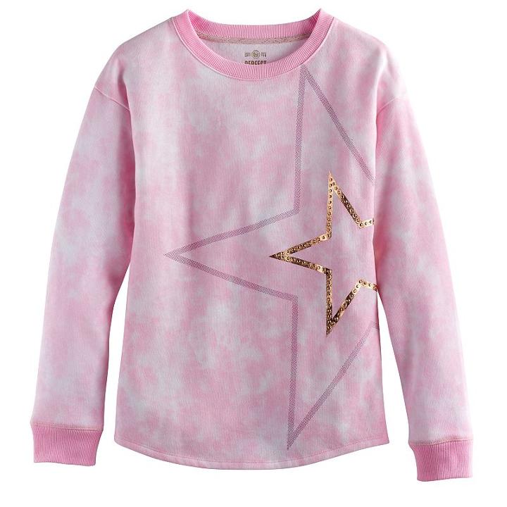 Plus Size Girls 7-16 So&reg; French Terry Shine Pullover, Size: 14 1/2, Brt Pink