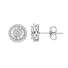 Sterling Silver 1/4 Carat T.w. Diamond Cluster Stud Earrings, Women's