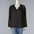 Women's Simply Vera Vera Wang Drawstring Peasant Top, Size: Small, Black