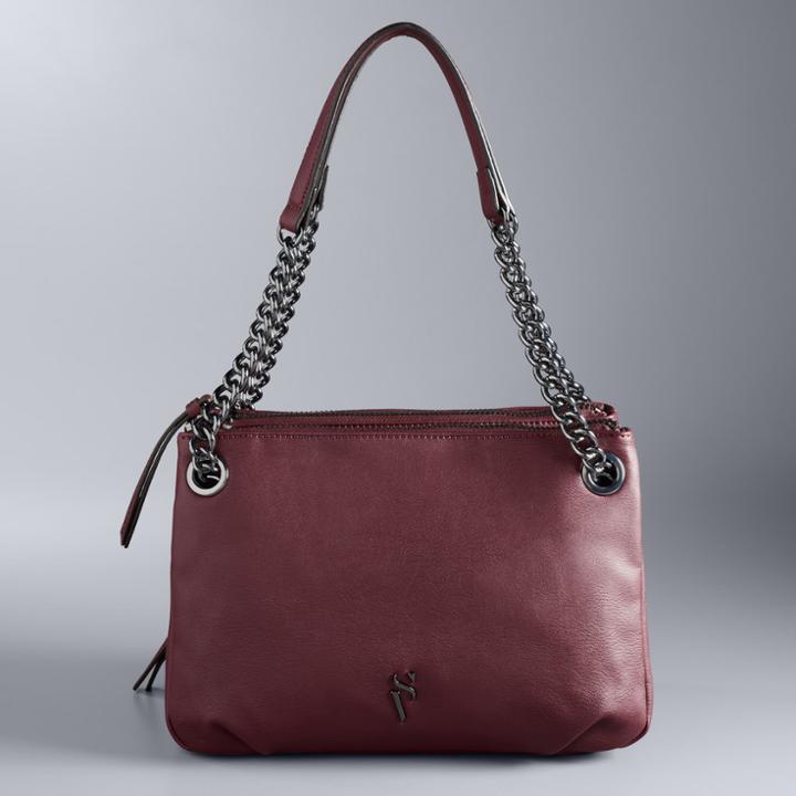 Simply Vera Vera Wang Brent Triple Entry Shoulder Bag, Women's, Dark Pink