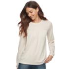 Women's Sonoma Goods For Life&trade; Lurex Striped Babydoll Top, Size: Medium, White Oth