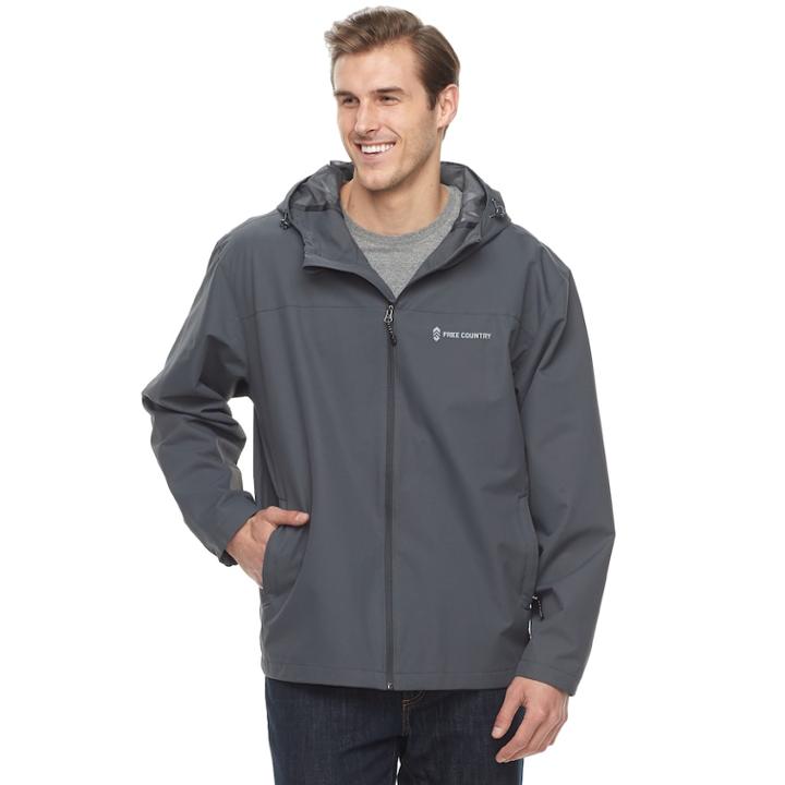 Big & Tall Free Country Waterproof Dobby Hooded Rain Jacket, Men's, Size: Xl Tall, Grey