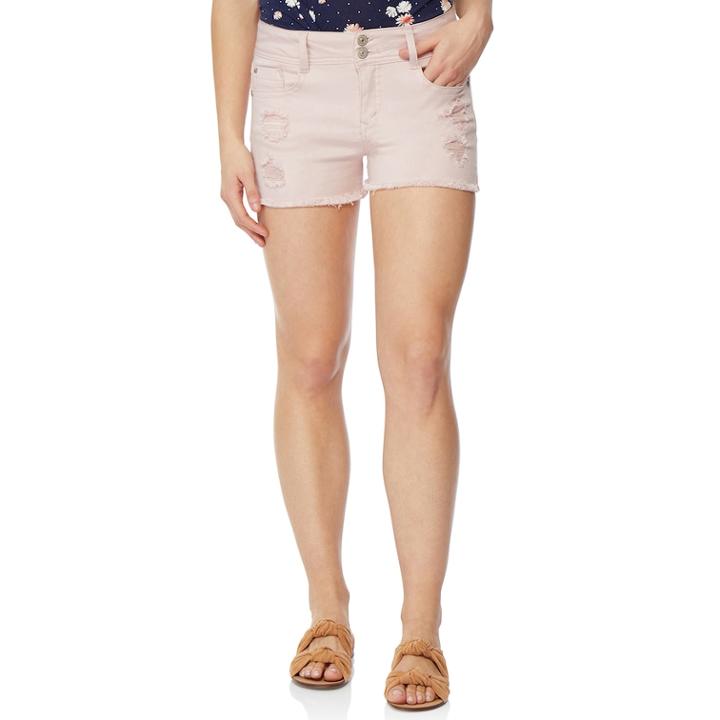 Juniors' Wallflower Curvy Ripped Jean Shorts, Teens, Size: 9, Med Pink