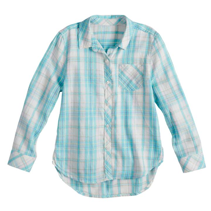 Girls 4-10 Jumping Beans&reg; Plaid Button-up Shirt, Size: 5, Natural