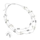 Croft & Barrow&reg; Silver Tone Simulated Crystal & Simulated Pearl Multistrand Necklace & Drop Earring Set, Women's, Multicolor