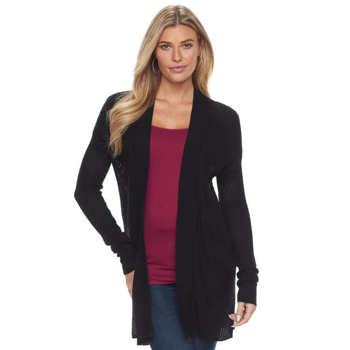 Women's Apt. 9® Geometric Ribbed Cardigan, Size: Xl, Beige Over