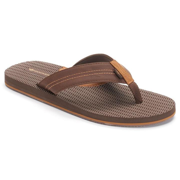 Men's Dockers Zig Zag Flip-flops, Size: Large, Brown