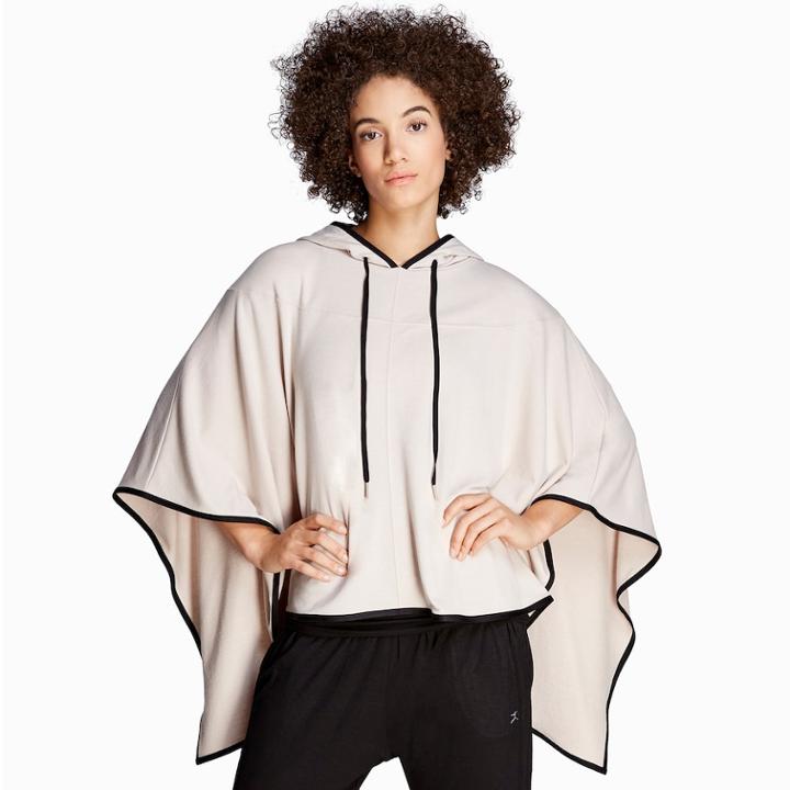 Women's Danskin French Terry Hooded Poncho, Size: Small, Light Grey