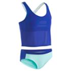 Girls 7-16 Under Armour Racer Tankini & Bottoms Swimsuit Set, Size: 12, Turquoise/blue (turq/aqua)
