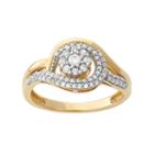 1/2 Carat T.w. Diamond 10k Gold Flower Swirl Ring, Women's, Size: 7, White