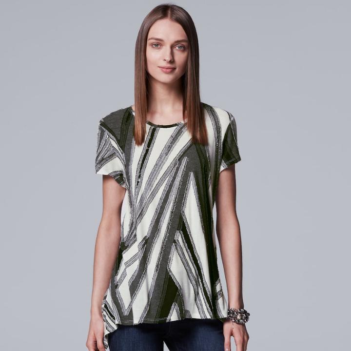 Women's Simply Vera Vera Wang Textured Abstract Tee, Size: Medium, White