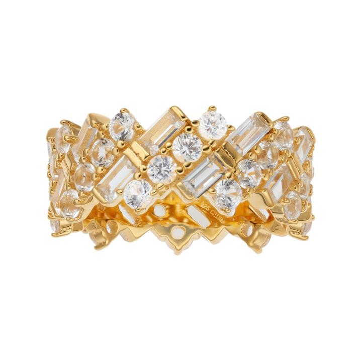 Men's Two Tone Stainless Steel Cubic Zirconia Channel Ring, Size: 8, Gold